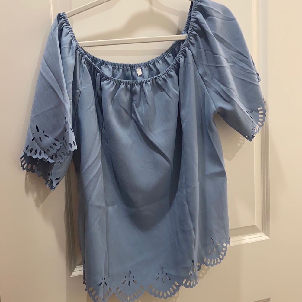 Blue off the shoulder SHEIN top